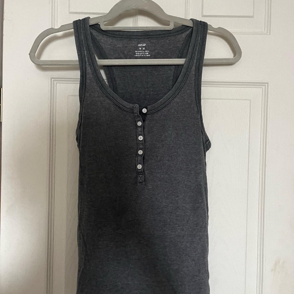 Aerie Charcoal Button-Front Tank Top